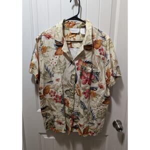 Alfred Dunner Women's 16 Hawaiian Tropical Floral Shirt Travel Vacation